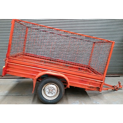 7' x 4' Single Axle Box Trailer With Cage Sides