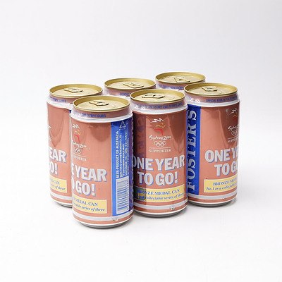Six Sealed Fosters Sydney 2000 Limited Edition Bronze Medal Cans