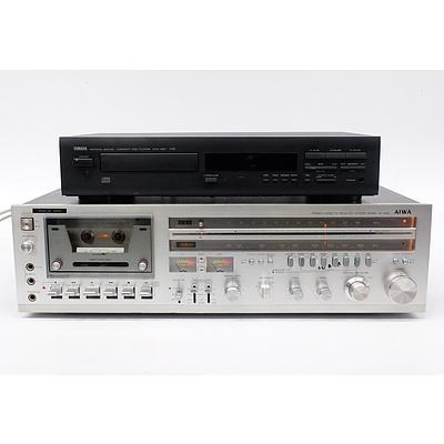 Aiwa Stereo Cassette Receiver AF-3090, and Yamaha CDX-450 Compact Disc Player