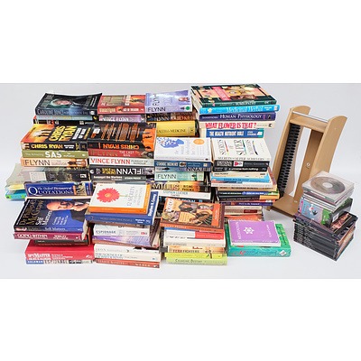 Very Large Quantity of Assorted Books, CD Rack and Some CD's