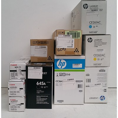 Bulk Lot of Assorted Printer Toner Cartridges - Canon, HP & Ricoh