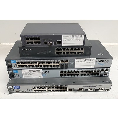 HP, TP-Link & Huawei Assorted Ethernet Switches - Lot of Five