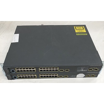 Cisco Catalyst (ME-C3750-24TE-M V05/V06) 3750 Metro Series 24-Port Ethernet Switch - Lot of Two