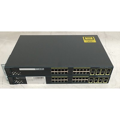 Cisco Catalyst (WS-C2960G-24TC-L V02) 2960G Series 24-Port Gigabit Switch - Lot of Two