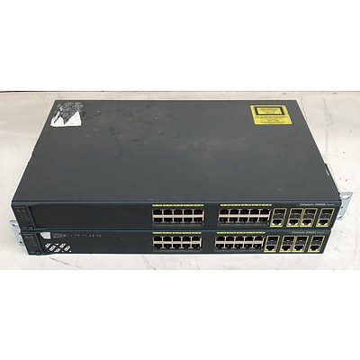 Cisco Catalyst (WS-C2960G-24TC-L V02) 2960G Series 24-Port Gigabit Switch - Lot of Two