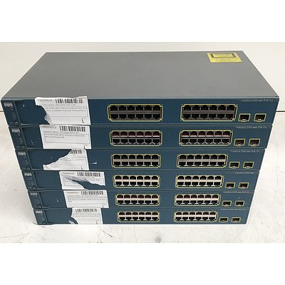 Cisco Catalyst 3560 Series 24-Port Ethernet Switch - Lot of Six