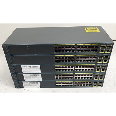 Cisco Catalyst (WS-C2960-24TC-L V06) 2960 Series 24-Port Ethernet Switch - Lot of Five