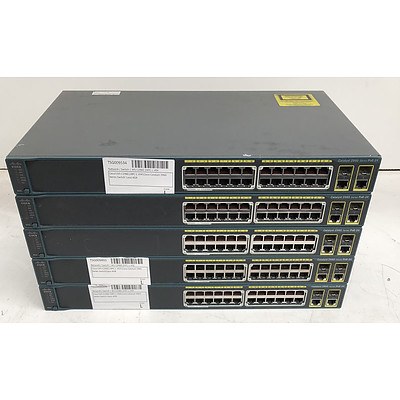 Cisco Catalyst (WS-C2960-24PC-L) 2960 Series 24-Port Ethernet Switch - Lot of Five