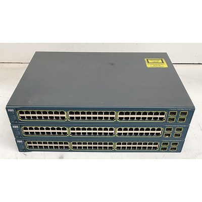 Cisco Catalyst (WS-C3560-48PS-S) 3560 Series PoE-48 48-Port Fast Ethernet Switches - Lot of Three