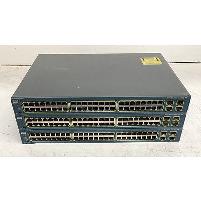 Cisco Catalyst (WS-C3560-48PS-S) 3560 Series PoE-48 48-Port Fast Ethernet Switches - Lot of Three