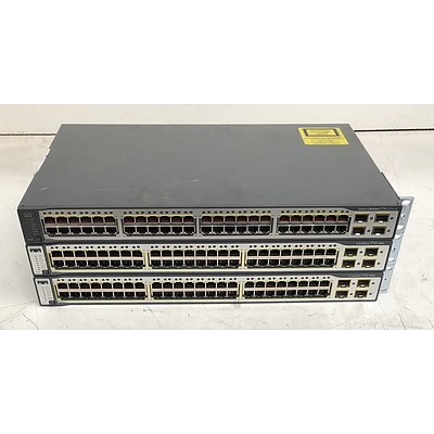 Cisco Catalyst 3750 Series 48-Port Ethernet Switches - Lot of Three