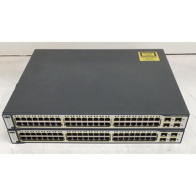Cisco Catalyst (WS-C3750G-48TS-S V04) 3750G Series 48-Port Gigabit Managed Switch - Lot of Two