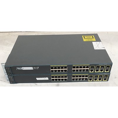 Cisco Catalyst (WS-C2960G-24TC-L) 2960G Series 24-Port Gigabit Switch - Lot of Two