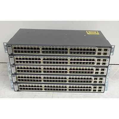 Cisco Catalyst Assorted 3750 Ethernet Switches - Lot of Five