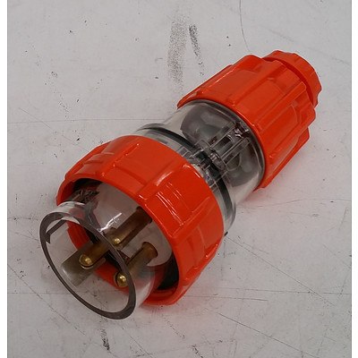 NHP ISO Straight 3-Pin 20A Electric Orange Plug - Lot of 12