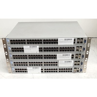 Nortel BayStack (5520-48T-PWR) 48-Port Gigabit Ethernet Switches - Lot of Five