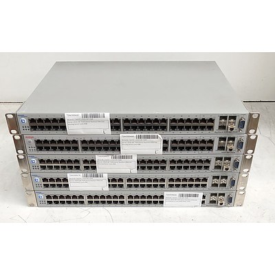 Nortel BayStack (5520-48T-PWR) 48-Port Gigabit Ethernet Switches - Lot of Five