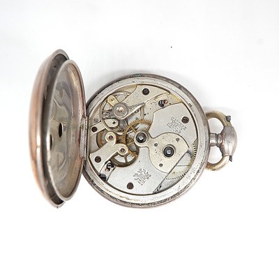 Antique 800 Silver Cased Open Faced Hunter Pocket Watch