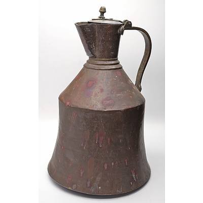 Large Middle Eastern Hand Wrought Copper Jug