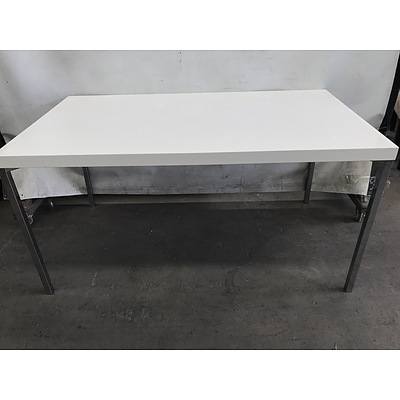 Contemporary Dining Table with Chrome Metal Base