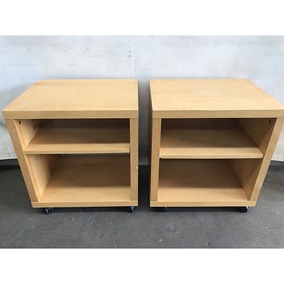 Two Bedside Tables with Wheels