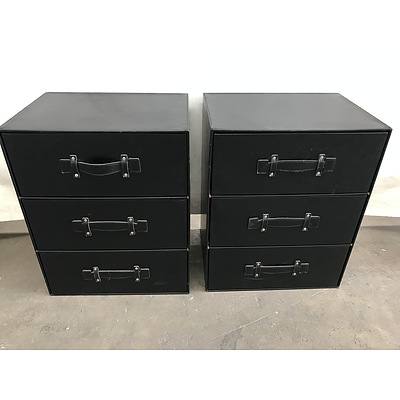 Pair of Black Fake Leather Bedside Tables