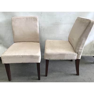 Group of Six Beige Microsuede Dining Chairs