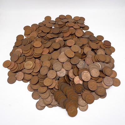 Large Group of Australian Pennies Ranging From