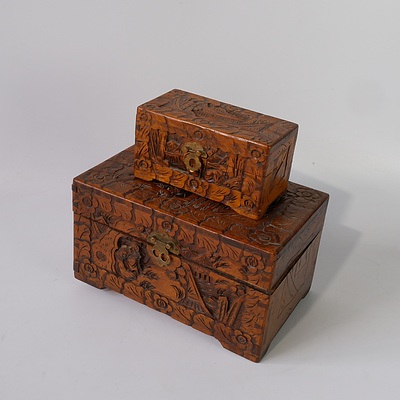 Two Small Chinese Camphorwood Boxes