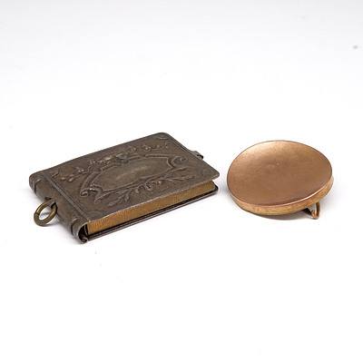 9ct Rose Gold Button and Antique French Miniature Souvenir Photo Album