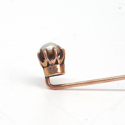 14ct Red Gold Tie Pin with Baroque Pearl