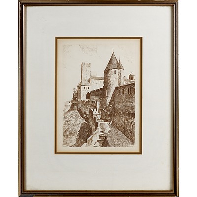 Leopold Robin (French 1877-1939) European Castle, Engraving