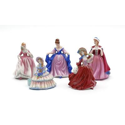 Five Royal Doulton Miniature Figurines M-243 M-245 M-244 M-210 M 241