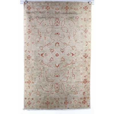 Hand Knotted Wool Pile Afghan Chobi Rug in Neutral Tones