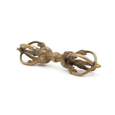 Tibetan Brass Buddhist Four Pronged Vajra