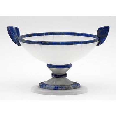 Lapis Lazuli and White Agate Pedestal Dish