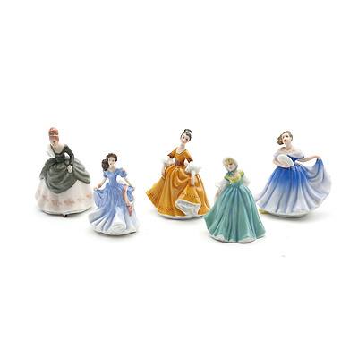 Five Royal Doulton Miniature Figurines M-216 M-215 M-262 M-203 M-201