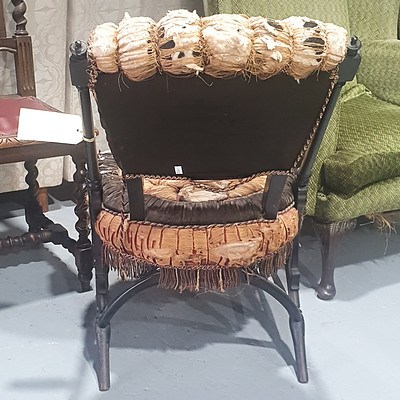 Victorian Aesthetic Movement Ebonized Salon Chair in Untouched Original Condition, Late 19th Century