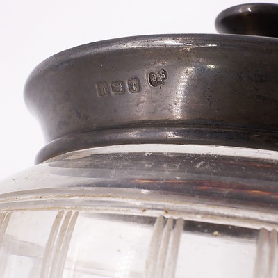Cut Glass Powder Jar with Sterling Silver and Tortoiseshell Cover, Birmingham 1900