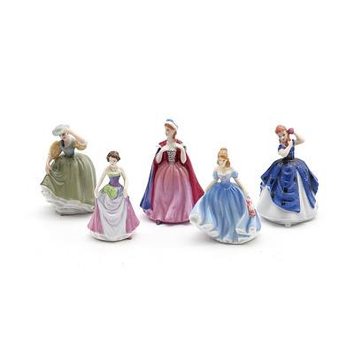 Five Royal Doulton Miniature Figurines M-265 M-261 M-211 M-210 M-214