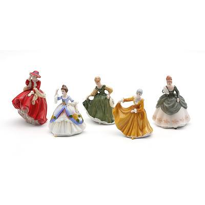 Five Royal Doulton Miniature Figurines M-200 M-240 M-217 M-215 M-242