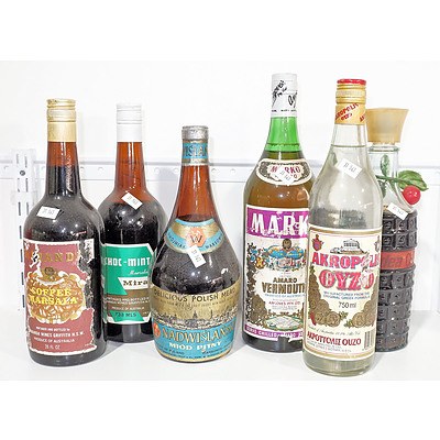 Various Liqueurs and Wine as Shown