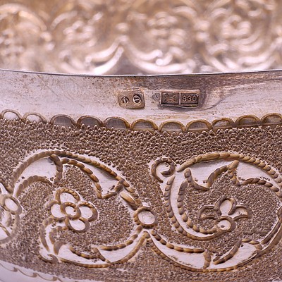 Cyprus 830 Silver Bowl With Repousse Decoration and Another Repousse Silver Bowl