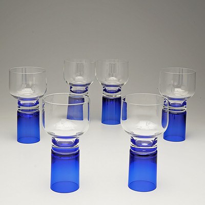 Six Pierre Cardin Blue Stem Glasses