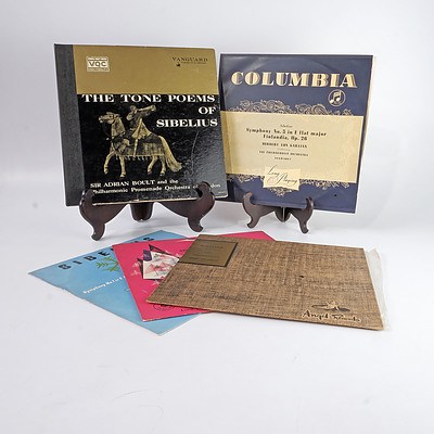 Six Sibelius Vinyl Records Including Finlandia and The Tone Poems of Sibelius