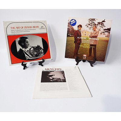 Three Vinyl 12 Inch Records: Menuhin, An Autobiography in Music, Munrow and Marriner and The art of Dennis Brain