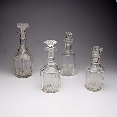 Four Victorian Glass Decanters with Stoppers