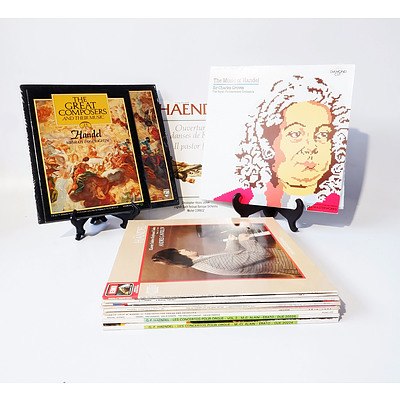 13 Vinyl 12 Inch Records of Haendel Including Messiah Highlights, the Music of Handel with Sir Charles Groves, 2 Disk Set and More