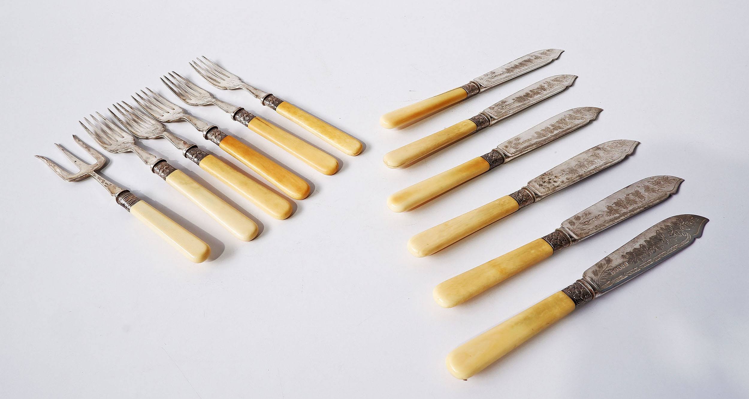 Antique Ivory Handled Silver Plate Lot 1126864 ALLBIDS