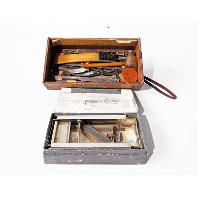 Vintage Razor Sharpener and Box of Watch Maintenence Tools